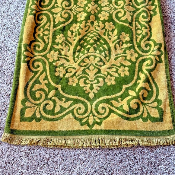 Vintage Robes of California Large Terry Cloth Caftan Green & Gold Fieldcrest EUC - Picture 3 of 14